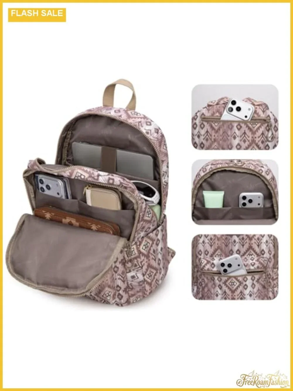 Western Aztec Backpack Purse for Women Waterproof Nylon Travel Daypack